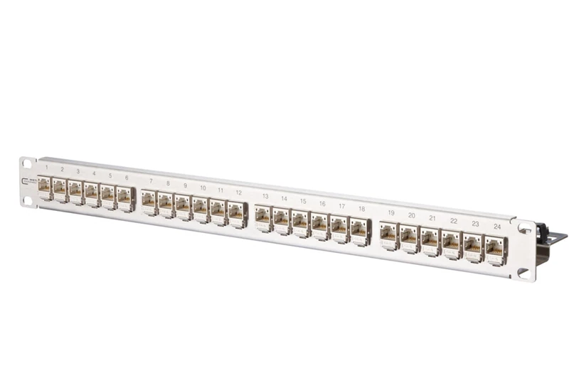 BTR 130B11P1-E Modular Patch Panel/Stainless Steel with 24x C6A Module 180°M 1HE