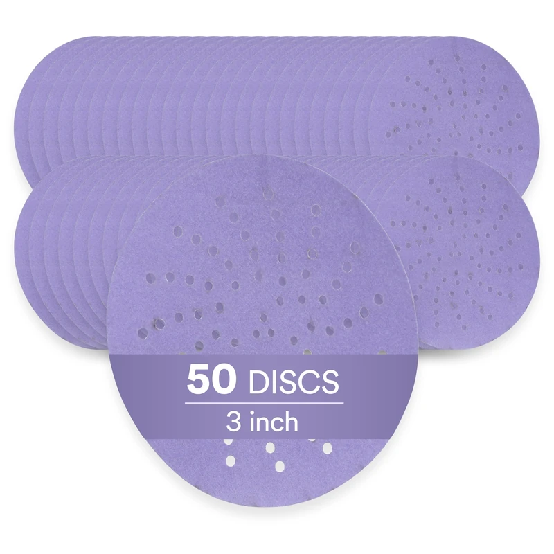 3M Cubitron II Hookit Purple Clean Sanding Abrasive Disc, 31466, 3 in, 600+ Grade, Pack of 50 Discs, Virtually Dust-Free, High Performance, Long Lasting, Multi-Hole Pattern, for Automotive Sanding