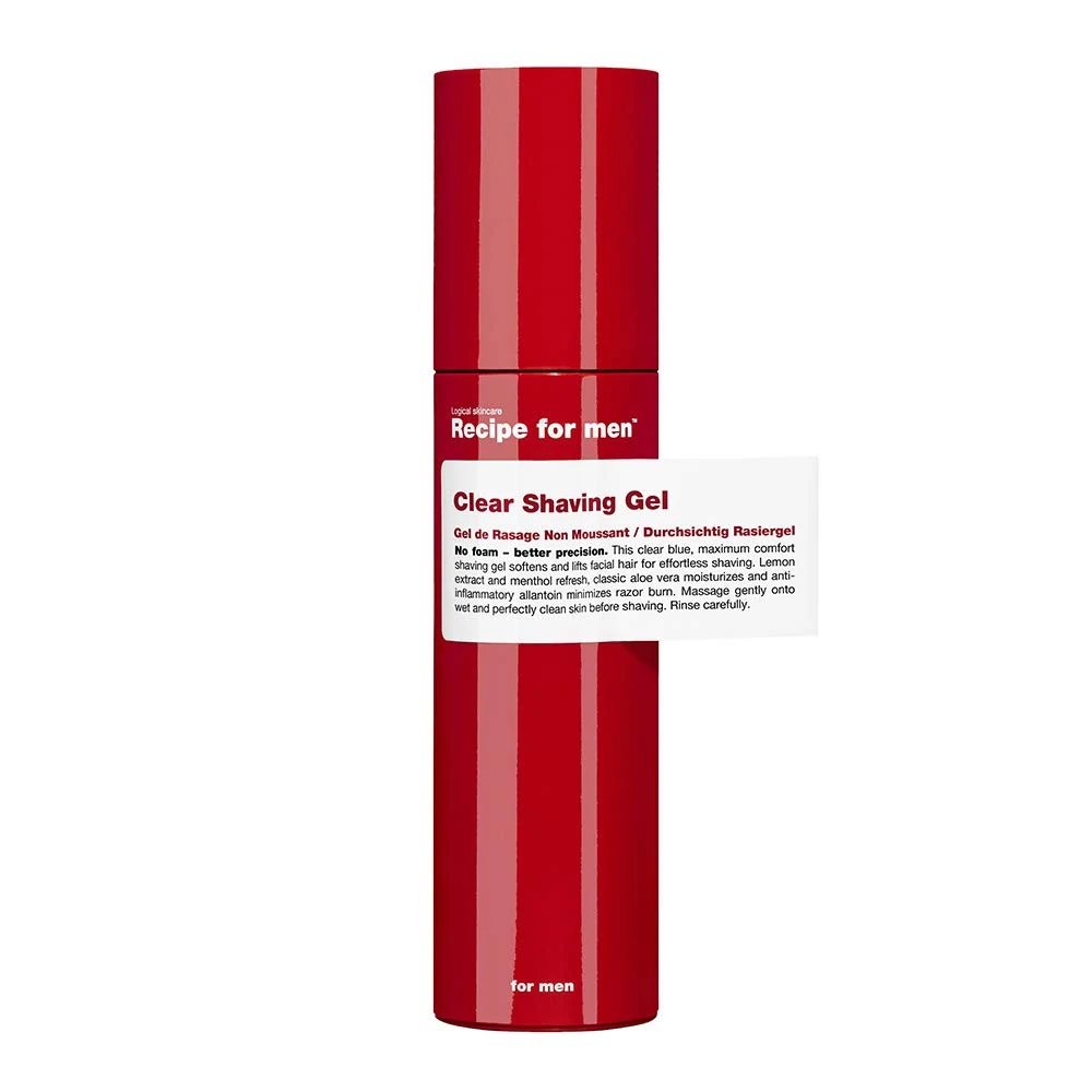 RECIPE FOR MEN Clear Shaving Gel: Soothing Allantoin, Hyaluronic Acid & Menthol, Minimizes Razor Burn and Redness, 100% Vegan, Made in Sweden 100ml