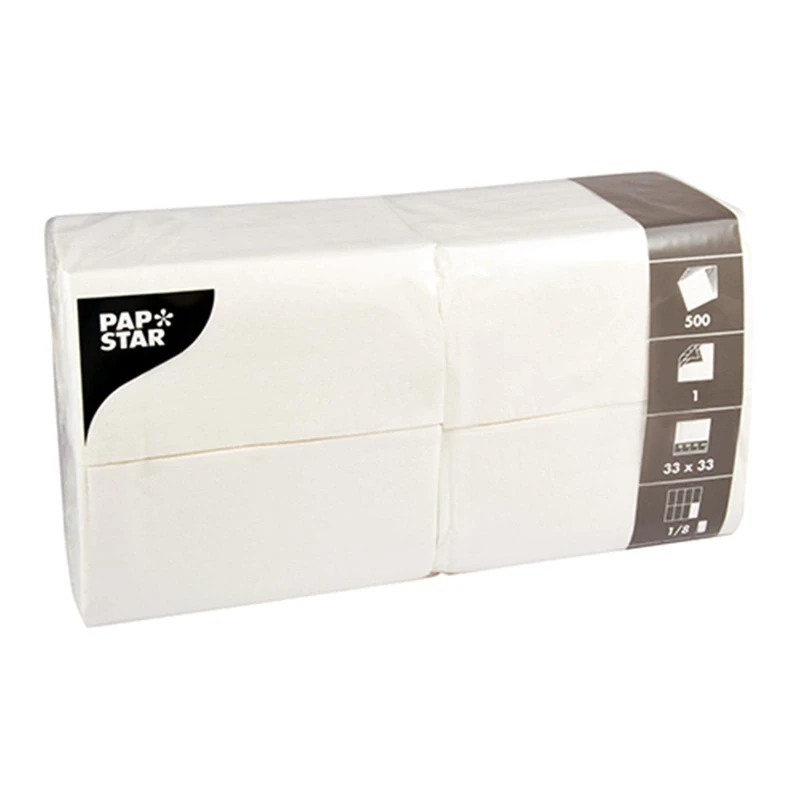 PAPSTAR Napkins, tissue, white, 33 x 33 cm