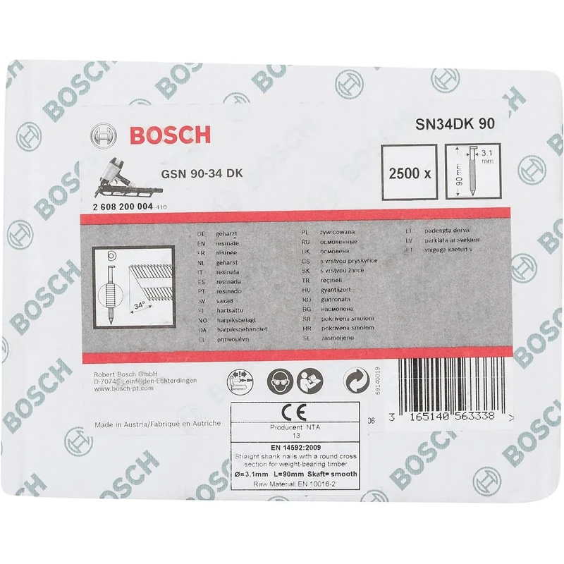Bosch 2608200004 3.1 x 90 mm Clipped Head Strip Nail