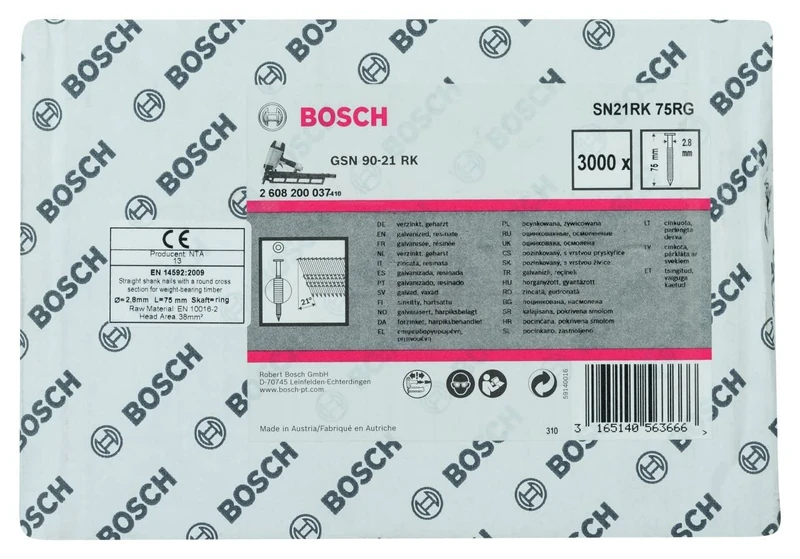 Bosch 2608200037 2.8 x 75 mm Galvanized Full Head Strip Nail