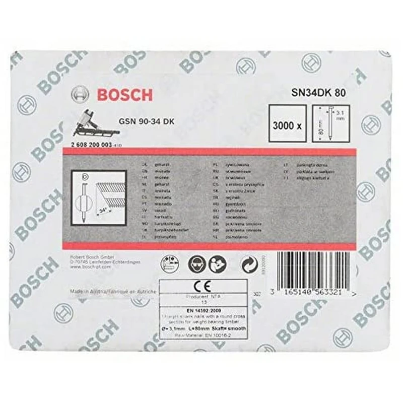 Bosch 2608200003 3.1 x 80 mm Clipped Head Strip Nail - Image 1