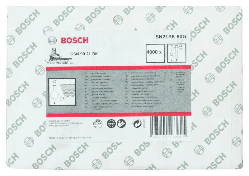 Bosch 2608200032 2.8 x 60 mm Galvanized Full Head Strip Nail