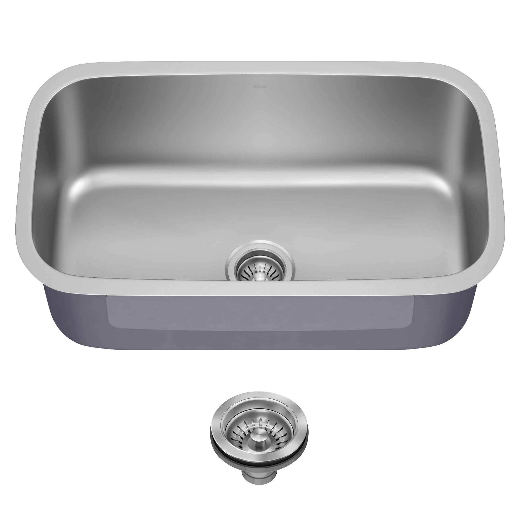 Kraus KBU14 31 1/2 inch Undermount Single Bowl 16 Gauge Stainless Steel Kitchen Sink