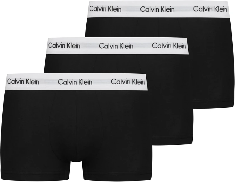 Calvin Klein Men's 3 Pack Low Rise Trunks - Cotton Stretch Black (Black)