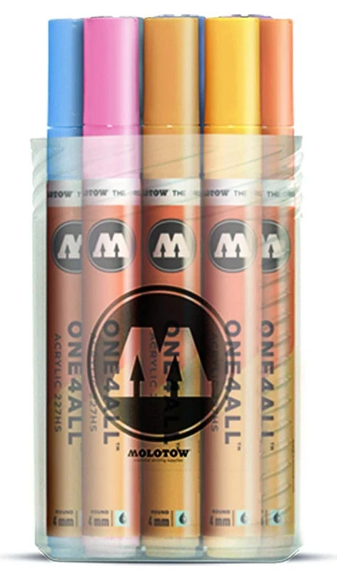 Molotow One4All 227HS Acrylic Pens, High Opacity and Permanent, UV-Resistant for Almost All Surfaces Pastel Pen Box 12 Stück Multicoloured