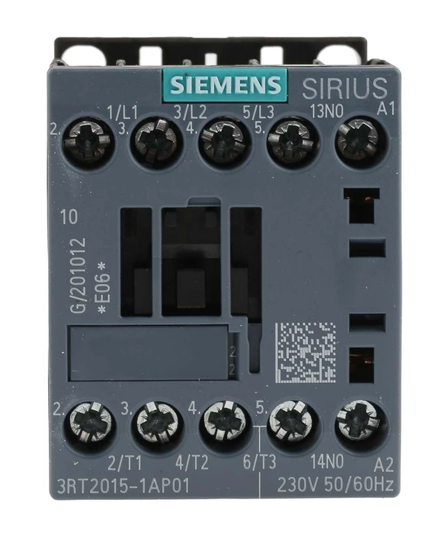 Siemens 3RT2015-1AP01 CONTACTOR, AC-3, 3KW/400V, 1NO, AC 230V, 50/60 HZ, 3-POLE, SZ S00 SCREW TERMINAL, White