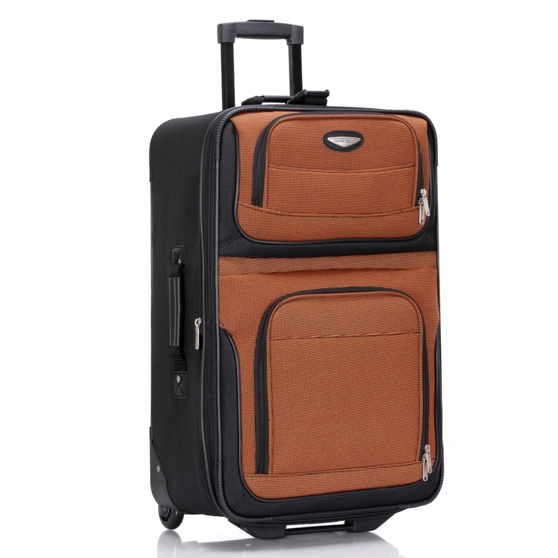 Traveler'S Choice Travel Select Amsterdam Expandable Rolling Upright Luggage, Orange, Checked-Medium 25-Inch, Amsterdam Expandable Rolling Upright Luggage - Image 1