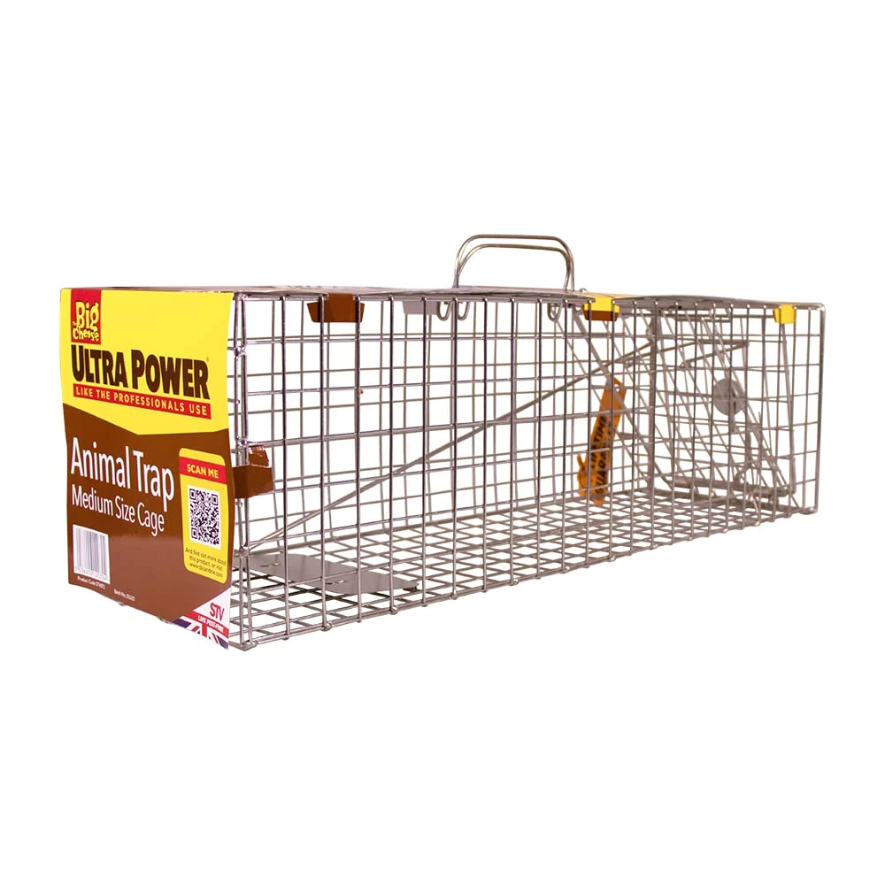 The Big Cheese Live Animal Trap – Welfare-Friendly Live-Catch Cage Trap for Mink, Cats, and Similar Sized Animals, Indoor and Outdoor use, 60 cm x 19 cm x 19 cm, Silver