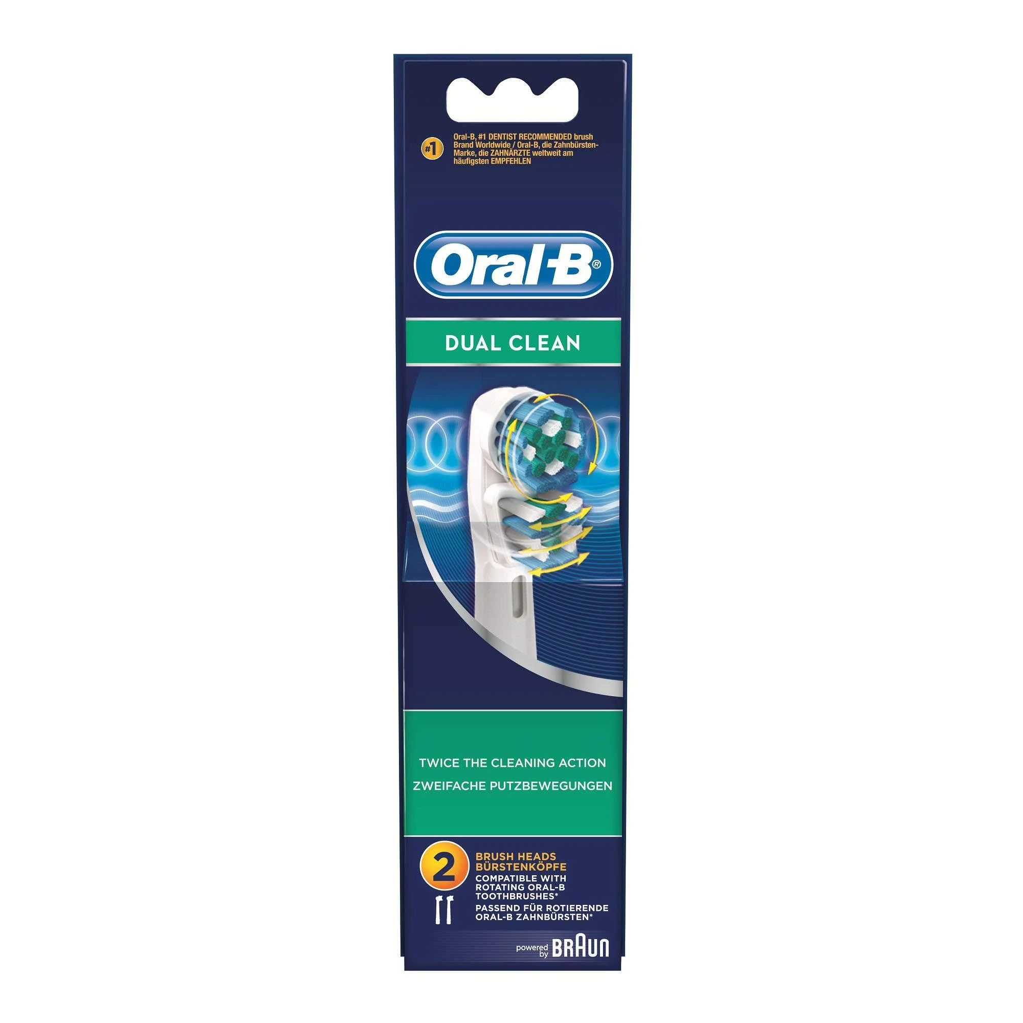 Oral-B Dual Clean Replacement Toothbrush Heads Powered by Braun - Pack of 2