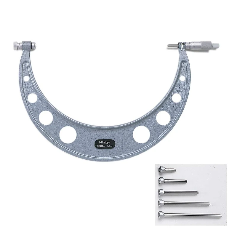 Mitutoyo 104-144A Outside Micrometre with 4 Interchangeable Anvils and 4 Standards, 500 mm-600 mm Range, 0.01 mm Graduation