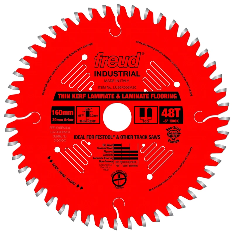 Freud LU96R006M20: 160mm x 48T mm Thin Kerf Double Sided Laminate/Melamine
