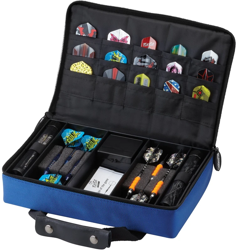 Casemaster Classic Nylon Dart Carrying Case For Steel and Soft Tip Darts, Holds 12 Darts Numerous Other Accessories via Generous Storage Pockets, Tubes and Boxes