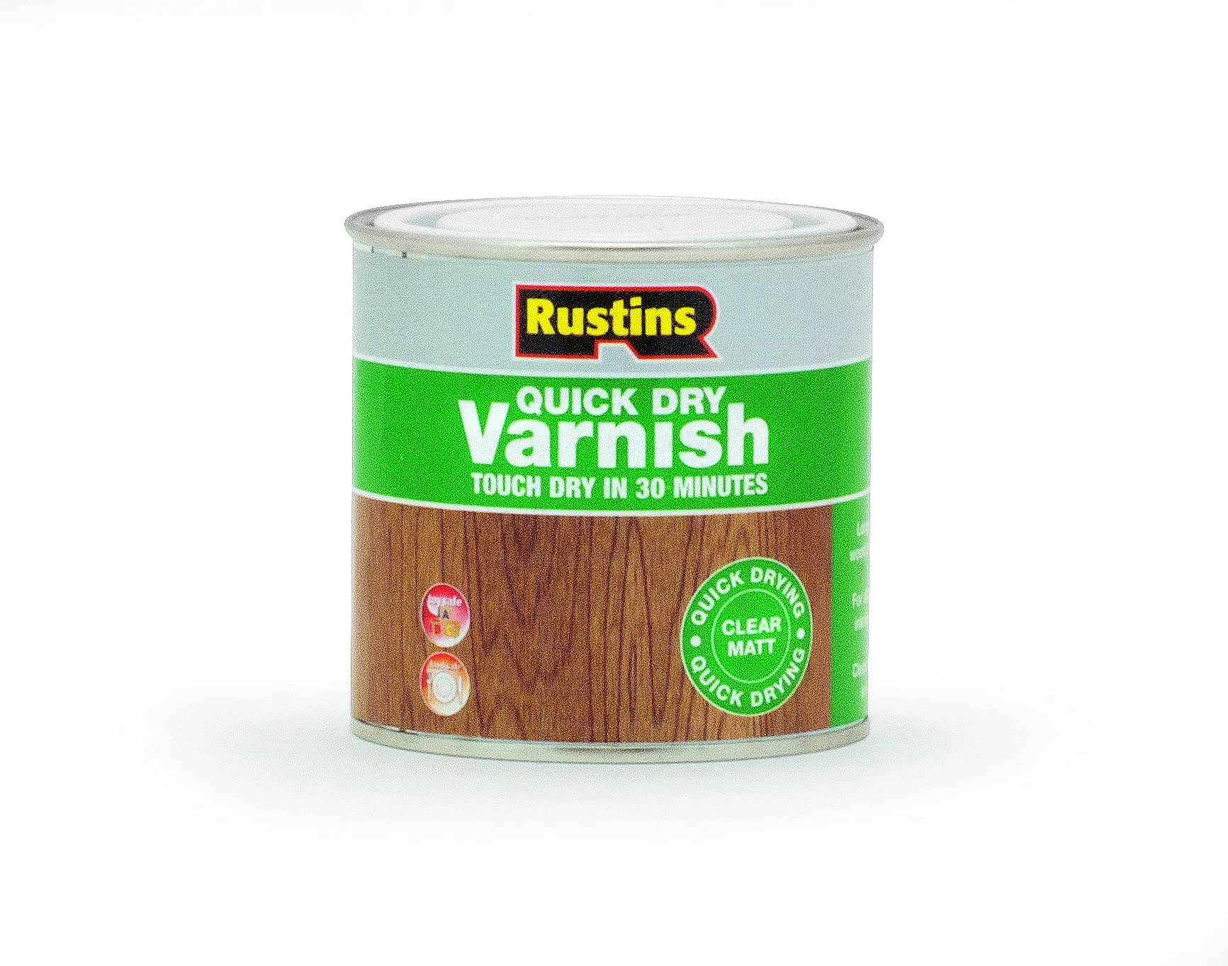 Rustins Quick Dry Varnish, Clear Matt, 250 ml -Fast-Drying Water-Based Wood Varnish; Durable Non-Yellowing Finish in Gloss, Satin or Matt for Indoor Use