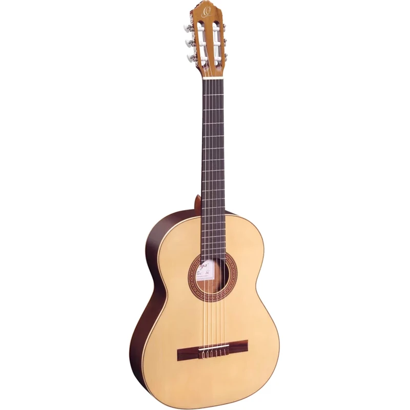 Ortega Guitars R210 Traditional Series Nylon 6-String Guitar with Solid Spruce Top/Mahogany Body, Gloss Finish