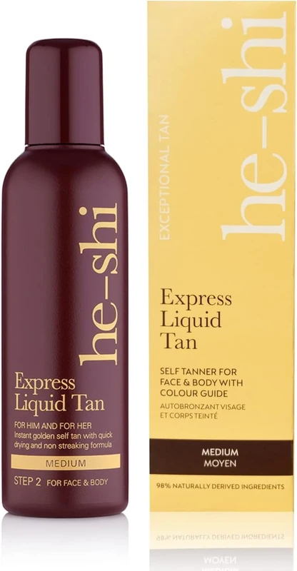 He-Shi Instant Self Tan Liquid - Quick Dry, Vegan Tropical Scent