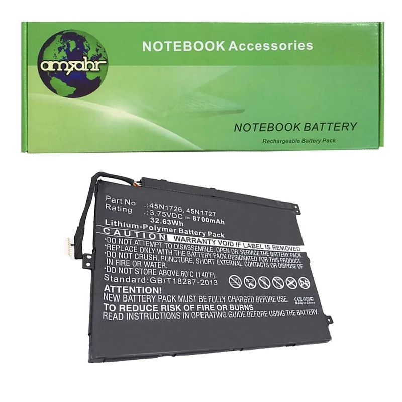 amsahr 3.75 V 32.63 W 8700 mAh Replacement Battery with Stereo Earphone for Lenovo 45N1729/ThinkPad Tablet 10/1ICP4/83/113