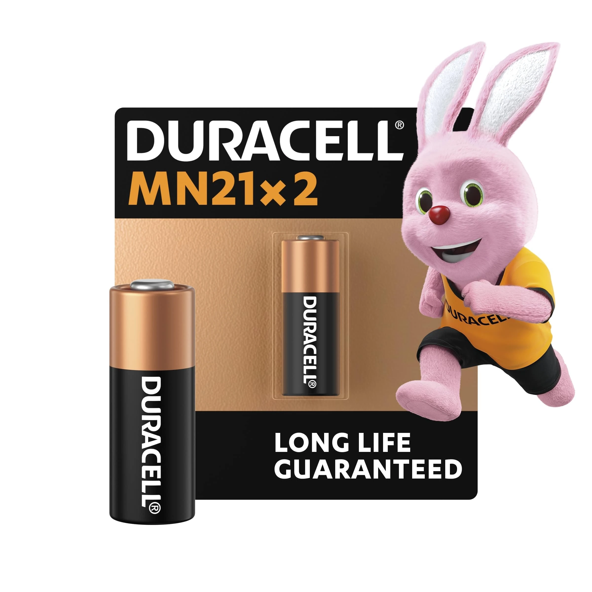 DURACELL MN21 (2 Pack) Specialty Alkaline Battery 12V (A23/23A/V23GA/LRV08/8LR932) – Long life guarantee – For Remotes, Wireless Doorbells, Security Systems – 5–Year Storage Guarantee -Leak Prevention
