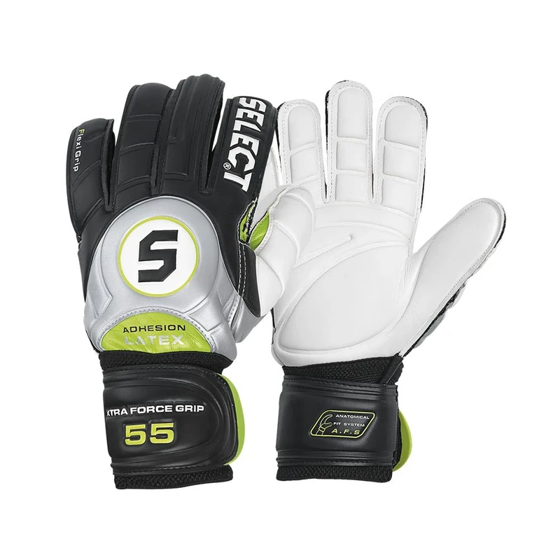 SELECT 55 Extra Force Grip Goalkeeper Glove, Black/Grey, Unisex, black/grey