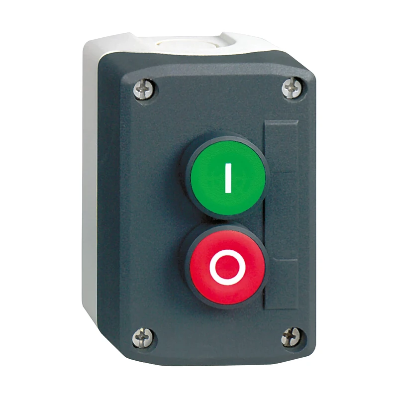 Schneider Electric dark grey station - green flush/red projecting pushbuttons Ø22 spring return