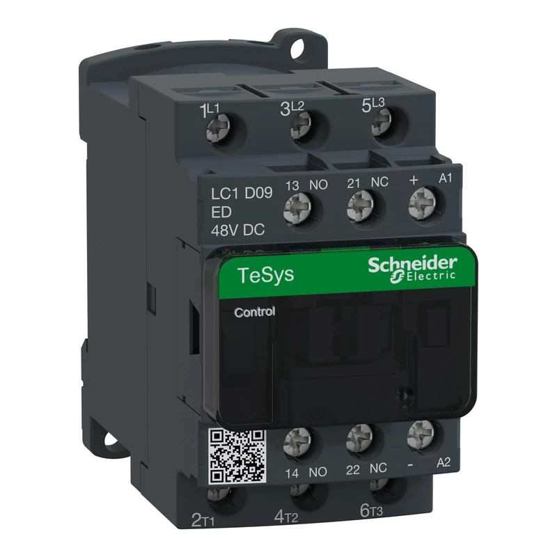 Schneider Electric TeSys Deca contactor,3P(3NO),AC-3/AC-3e,=440V 9A,48V DC coil,LC1D09ED