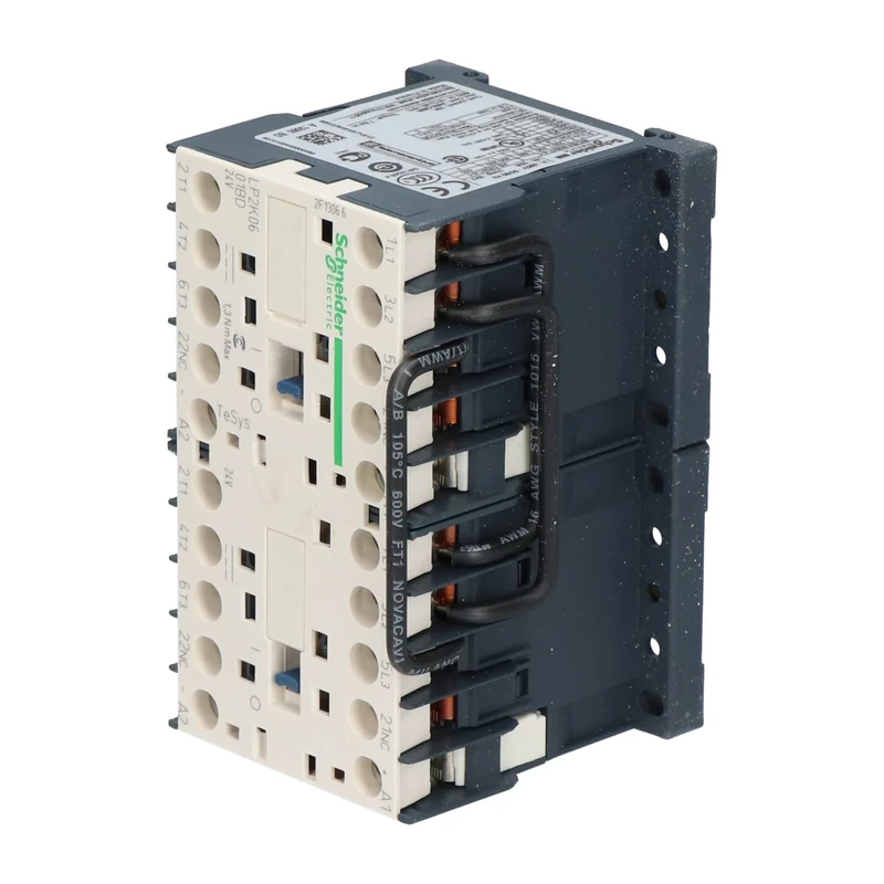 Schneider Electric, TeSys K, LP2K0601BD, Reversing contactor - 3P - AC-3 440 V 6 A - 1 NC - 24 V DC coil