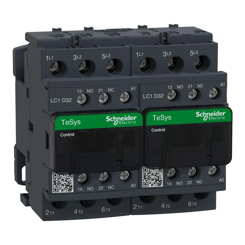 Schneider Electric TeSys Deca reversing contactor,3P(3NO),AC-3,=440V 32A,48V AC coil,LC2D32E7