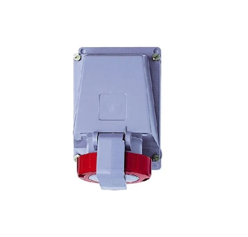 MK Commando K9765 32A 3P+E 380-415V Angled Socket Outlet (IP44) - Red - Image 1