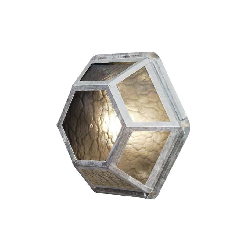 Konstsmide 533-320 Castor Outdoor Wall Light and Celing Light / 1 x 60 W E27 Max Wall Lamp / Smoked Acrylic Panel / RAW Galvanised Steel / IP23 / Galvanised Steel Outside Light