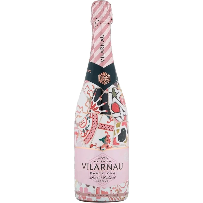Vilarnau Brut Rose Reserva Organic Cava - Vegan Spanish Sparkling Wine, 75cl Bottle
