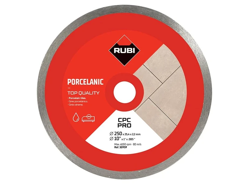 RUBI | Diamond Blade to Cut Fine Porcelain Tiles with Thicknesses of Less Than 25 mm | Recommended for Mitre Cutting | 250 mm | CPC 250 PRO
