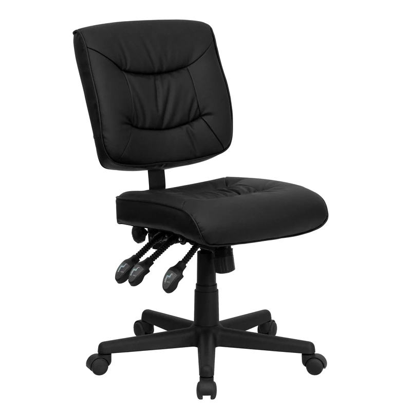 Flash Furniture Cole Mid-Back Black LeatherSoft Multifunction Swivel Ergonomic Task Office Chair