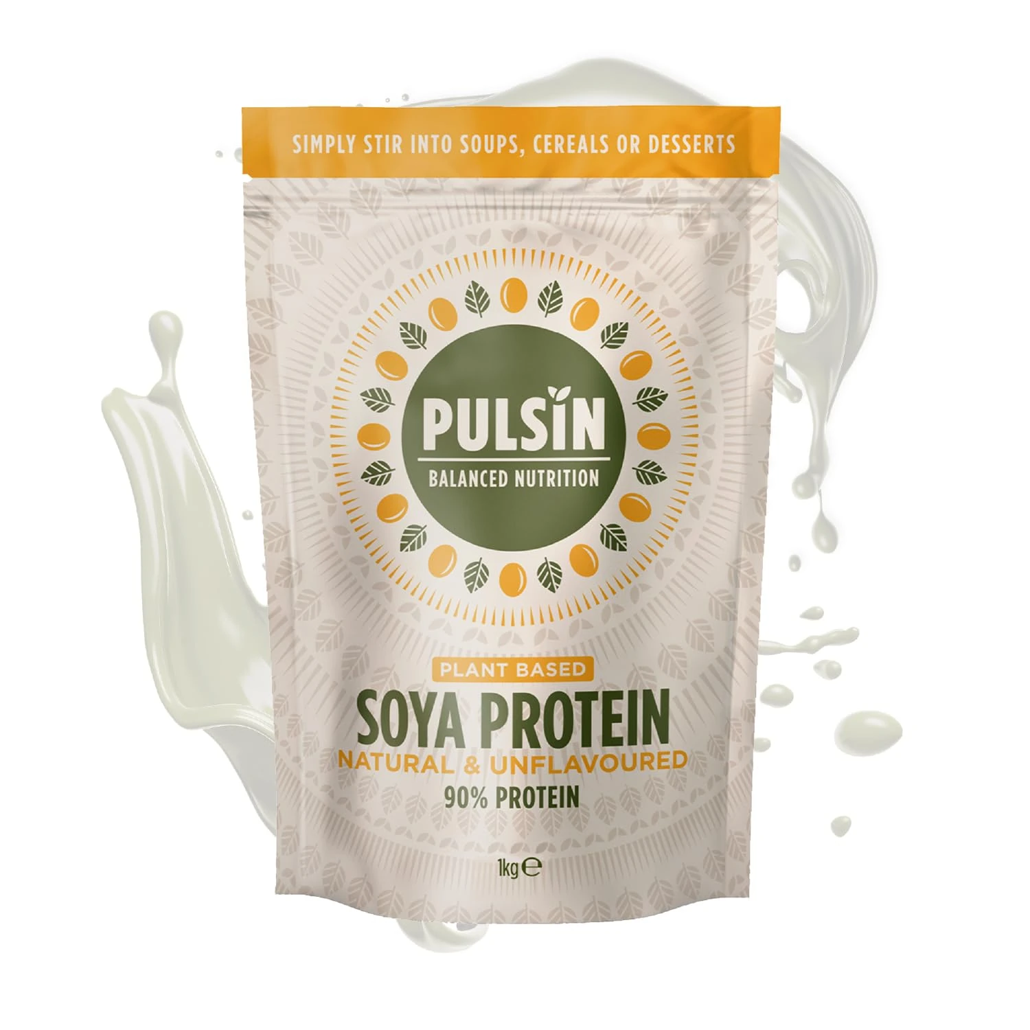 Pulsin - Unflavoured Vegan Soya Protein Powder - 1kg - 9g Protein, 0.1g Carbs, 39 Kcals Per Serving - Gluten Free, Plant Based, Palm Oil Free & Dairy Free Protein