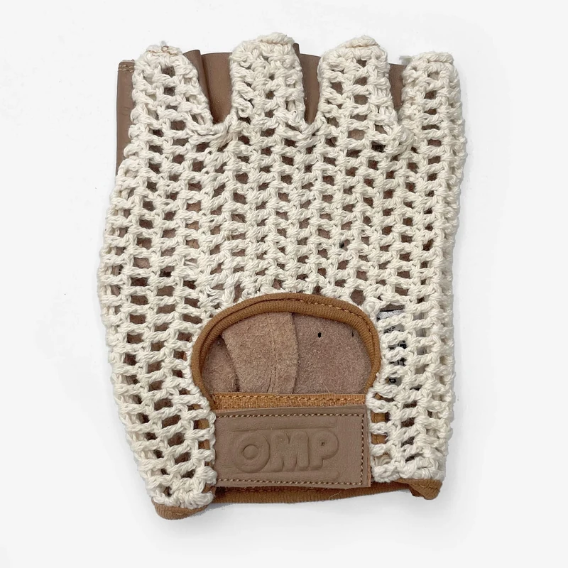 OMP OMPIB/747/M/S Tazio Retro Leather Gloves Cream/Brown, Size S