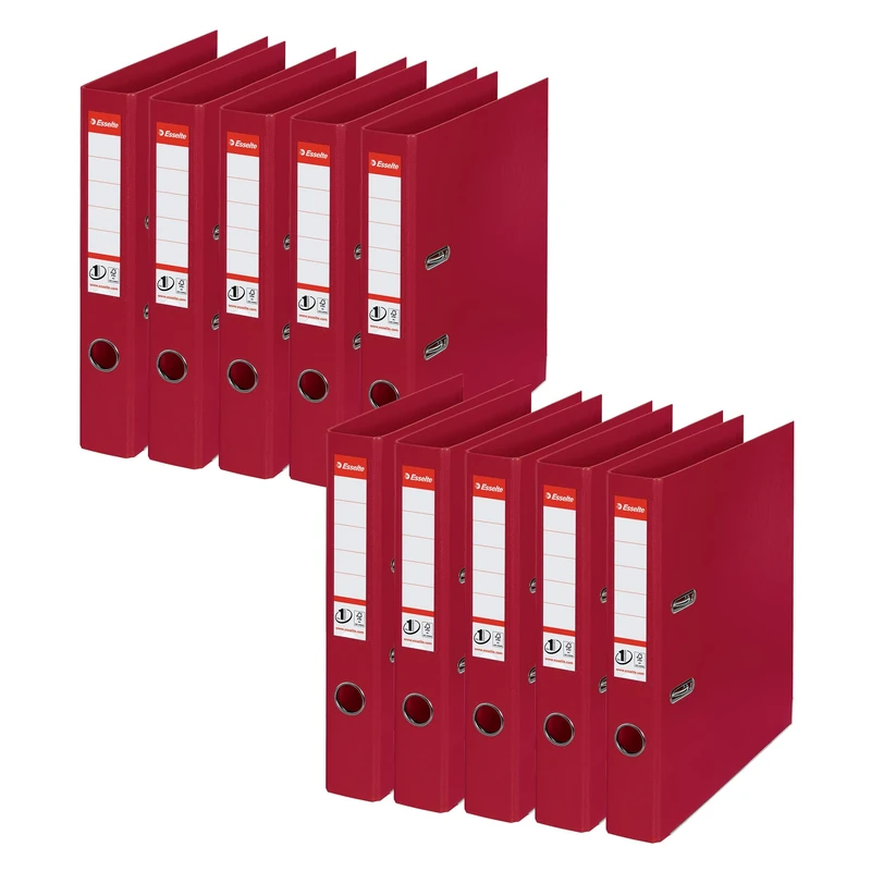 Esselte A4 Lever Arch File, Bordeaux, 52mm Spine, Plastic, Pack of 10, 811520