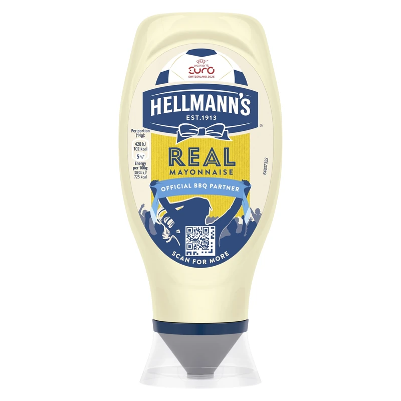 Hellmann's Real Mayonnaise Condiment Squeeze Bottle for Burgers, Sandwiches and Salads 430 ml