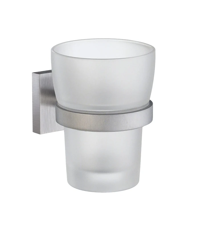 Smedbo Tumbler and Holder, Solid Brass Core/Copper, Chrome Matt, 7.5 x 10 x 14.5 cm