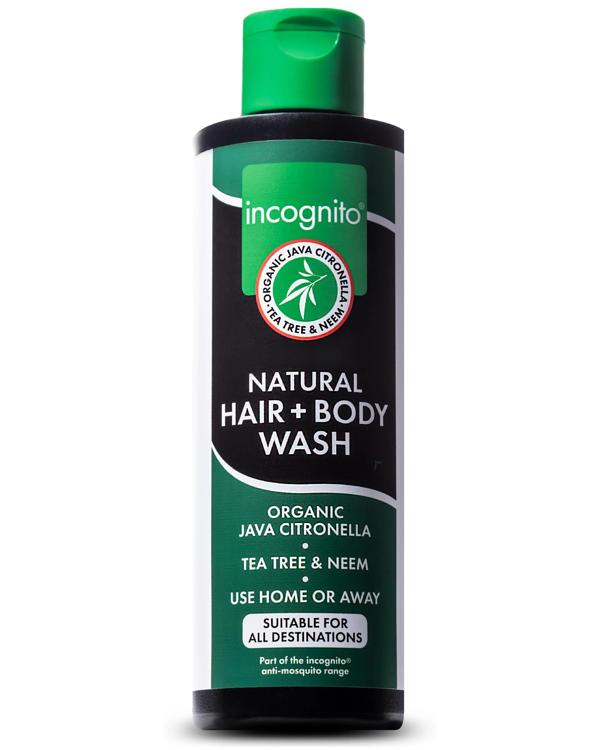 Incognito Java Citronella Hair Body Wash 200ml - Insect and Mosquito Repellent - Nourishes and Promotes Healthy Strong Hair and Skin - Reduces Dandruff Head Lice - Suitable For Both Men and Women