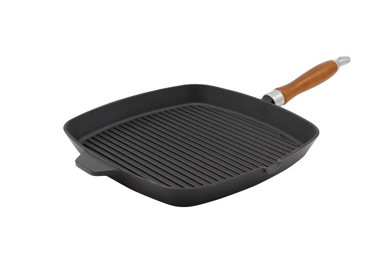 Karl Kruger Rustica Cast Iron Series Steak Pan with Groove Bottom, Black, 28 x 28 x 30 cm