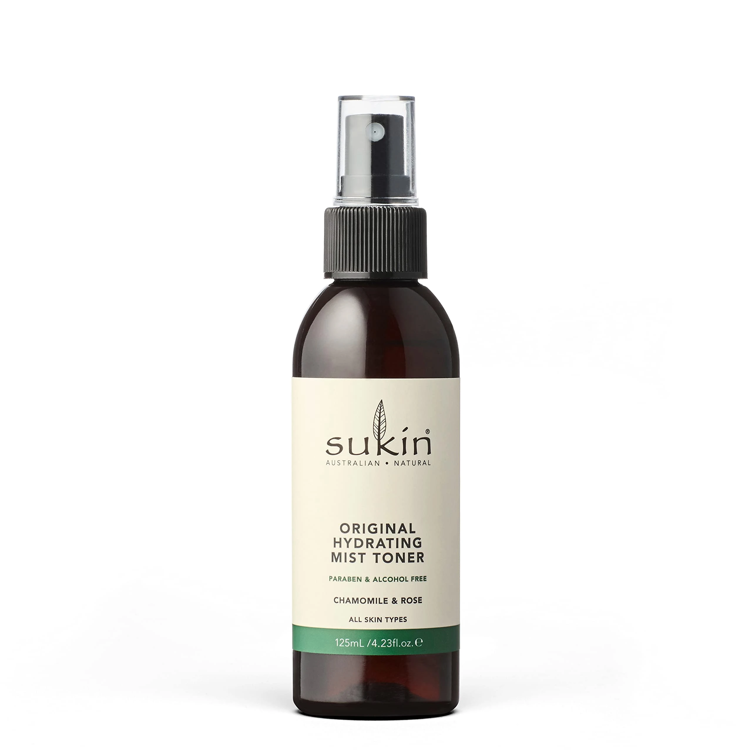 Sukin Signature Hydrating Mist Toner 125ml - alcohol free with Chamomile & Rosewater; cruelty free & vegan friendly - soothes, purifies & cools tired skin.
