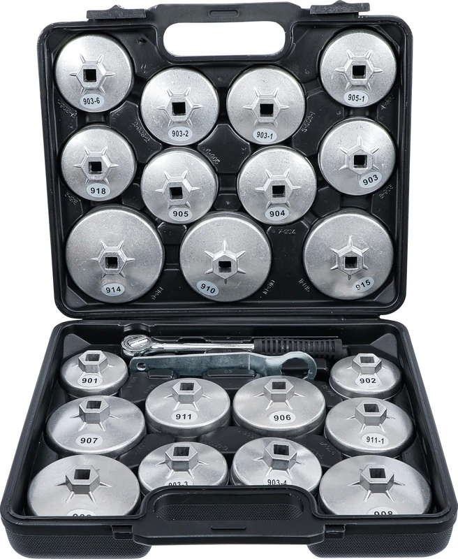 BGS Diy 1035 | Oil Filter Wrench Set | Aluminium Die Cast | 12.5 mm (1/2") Drive | 23 pcs.