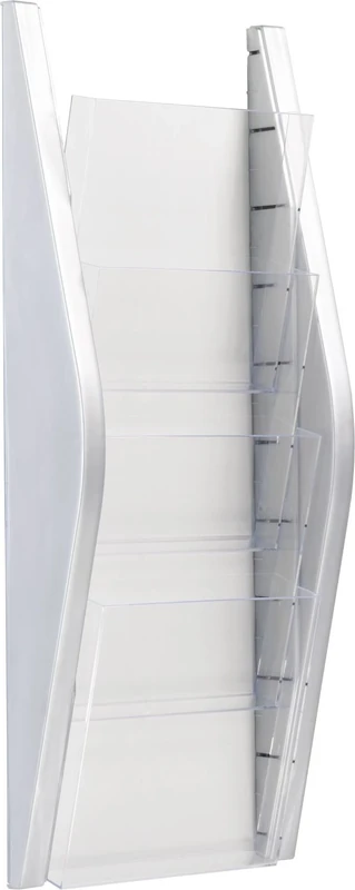 helit H6270200 Wall Arch Display, 4 Pockets, DIN A5 Portrait – Silver