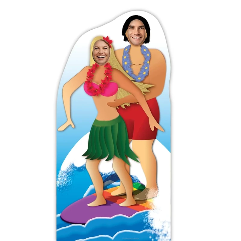 Star Cutouts SC133 Surfer Couple Stand-In Cardboard Cutout – Fun Summer Party Decoration for Coastal, Beach & Surf Themes - Image 1