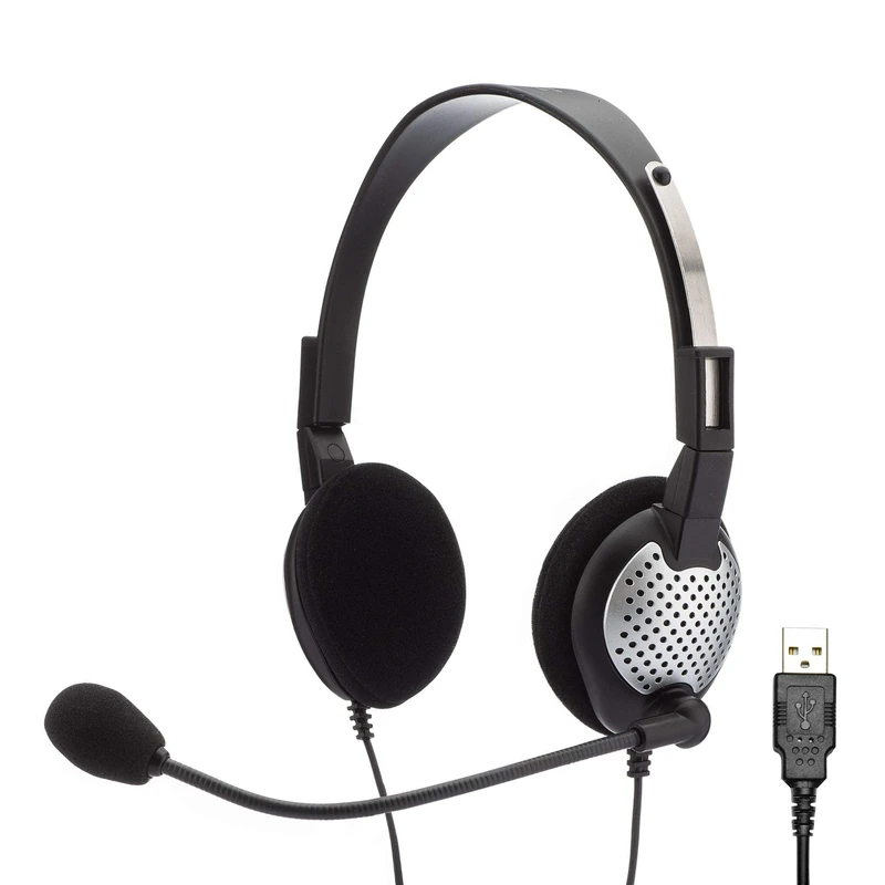 Andrea NC-185VM USB High Fidelity Stereo Computer Headset, Black