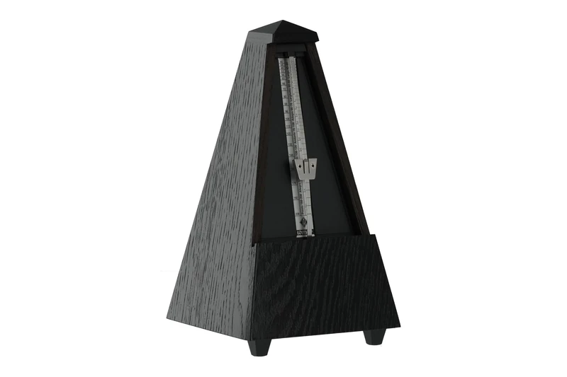 Wittner Metronome Taktell Pyramid Shape System Maelzel Series 810 - Solid wood casing - With bell - Matte black oak - Mechanically wound - No batteries required - Made in Germany