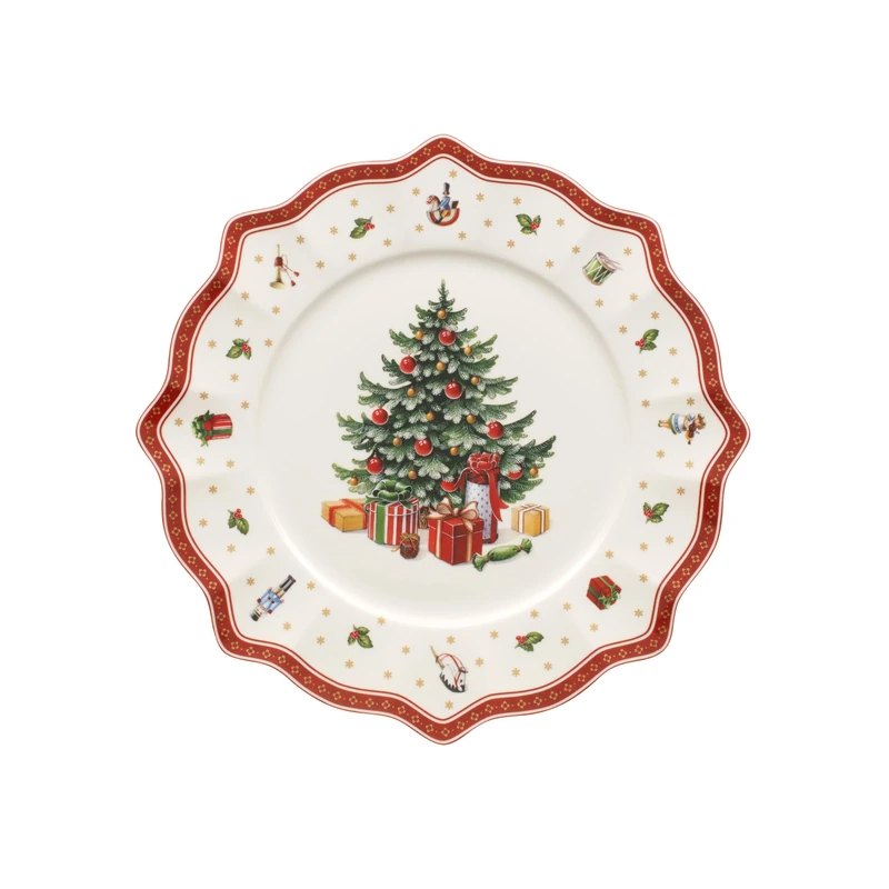 Villeroy & Boch – Toy's Delight Buffet Plate 35 cm White/Red, Microwave Safe, Plate Large, Dinner Plate, Christmas Plate, Xmas, Tableware, Dinnerware, Premium Porcelain