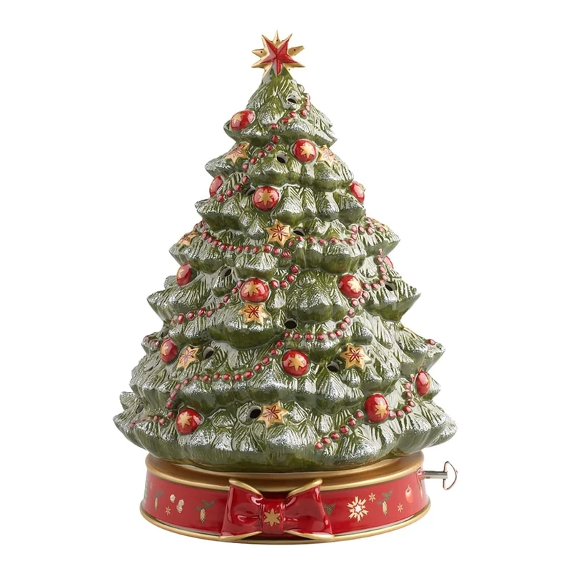 Villeroy & Boch – Toy's Delight Music Clock X-Mas Tree 33cm Green, Plays O Christmas Tree, Christmas Decoration Indoor Small, Table Decoration, Porcelain