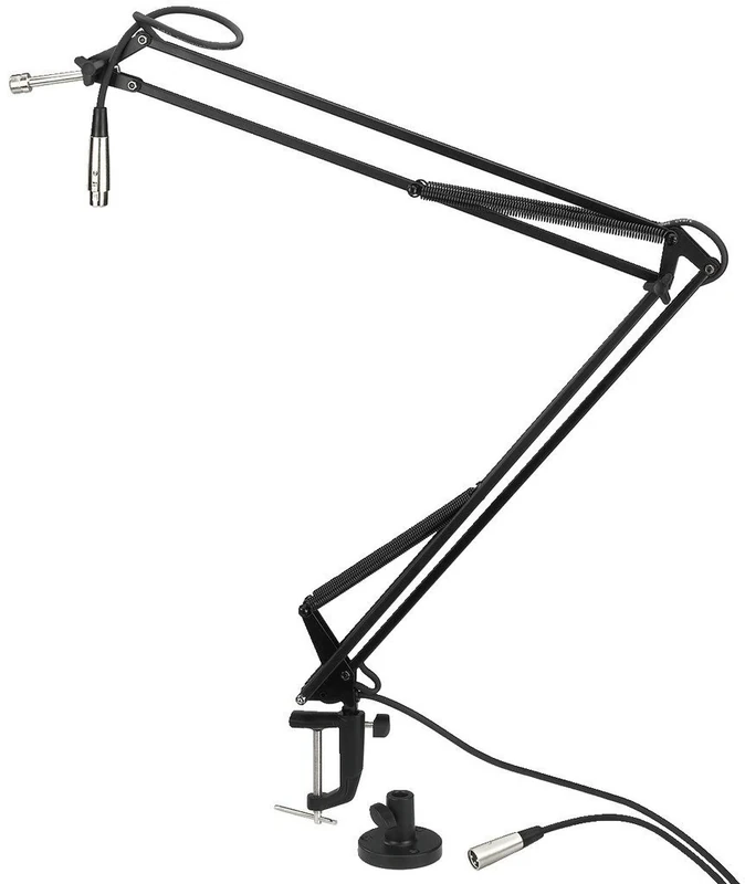 Monacor 23.5380 Lacquered Swivel Arm Microphone Stand - Black