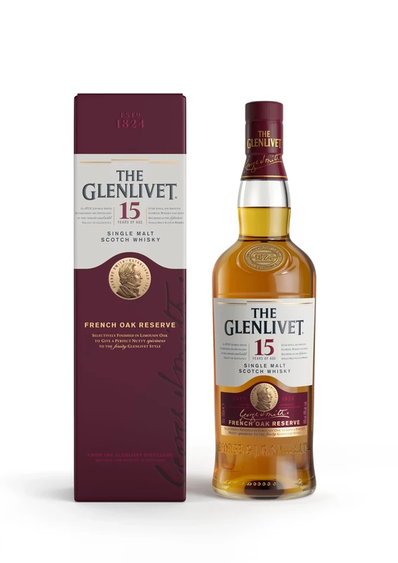 The Glenlivet 15 Year Old Single Malt Scotch Whisky (French Oak Reserve), 70 cl with Gift Box